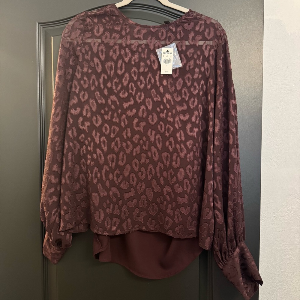 Leopard Print Brown Blouse